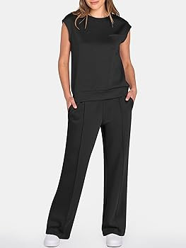 ANRABESS Two Piece Sets for Women Summer Sleeveless Sweatsuits Wide Leg Casual Lounge Set Matchin... | Amazon (US)
