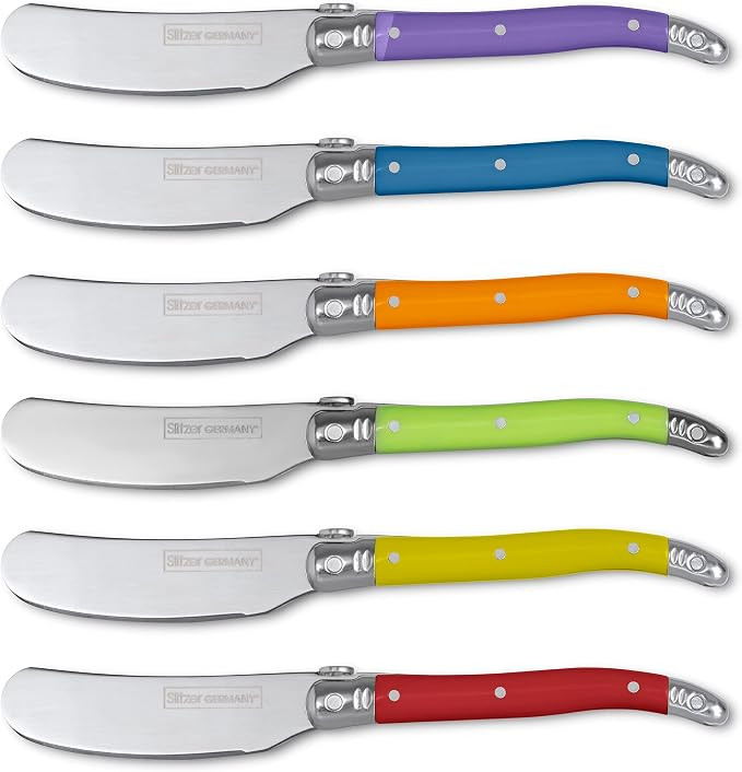 Butter Knife Set - European-Style Spreader Knife with Stainless Steel Blade - Easy Grip Colored A... | Amazon (US)