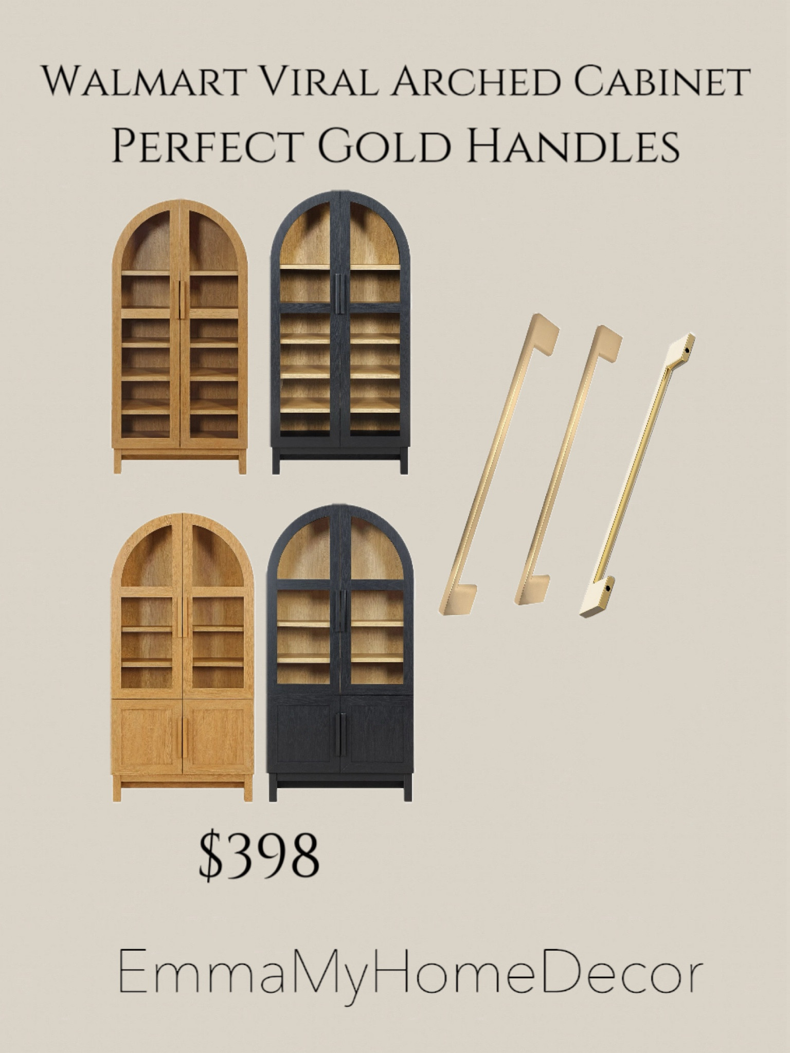 Deal alert - found the perfect gold handles to fit Walmart viral arched cabinet! It will elevate the look and achieve higher end view! Such a perfect fit!
 And you can also add the battery rechargeable led light!


扶手

#LTKHome #LTKFindsUnder100 #LTKSaleAlert
