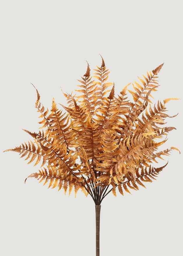 22-Inch Artificial Autumn Fern Leaf Bush, Rust Toned Faux Fern for Fall Decor | Amazon (US)