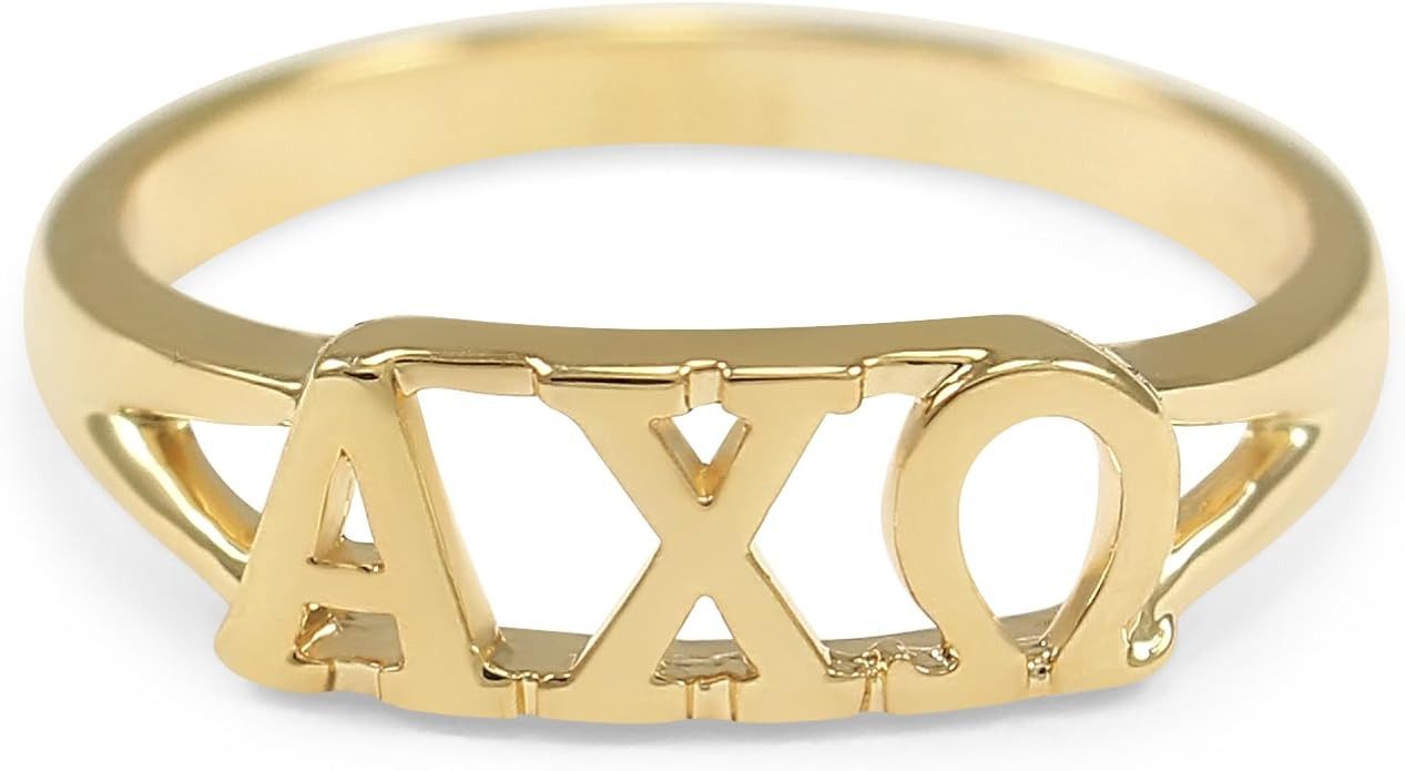 The Collegiate Standard Alpha Chi Omega 14k Gold Plated Sorority Ring with Greek Letters | Amazon (US)