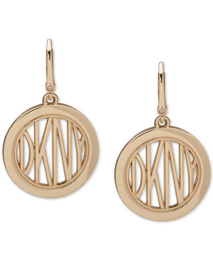 DKNY Gold-Tone Logo Circle Drop Earrings & Reviews - Earrings - Jewelry & Watches - Macy's | Macys (US)