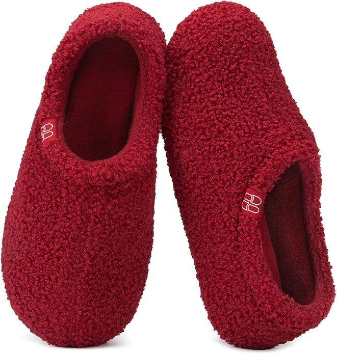 HomeTop Women's Fuzzy Curly Fur Memory Foam Loafer Slippers with Polar Fleece Lining | Amazon (US)