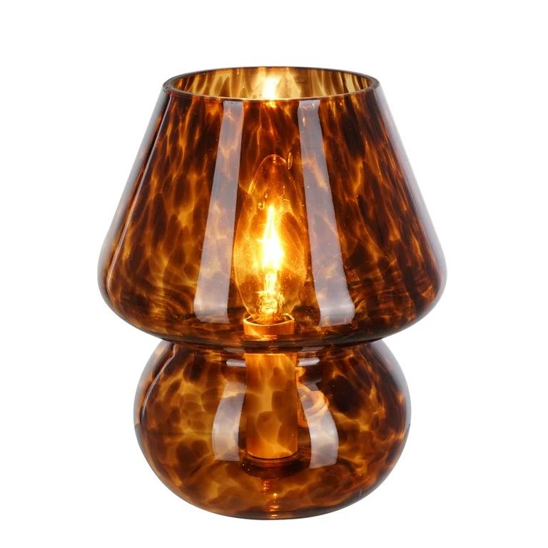 8" Glass Mushroom Lamp, Brown Tortoise, Glossy Finish | Walmart (US)