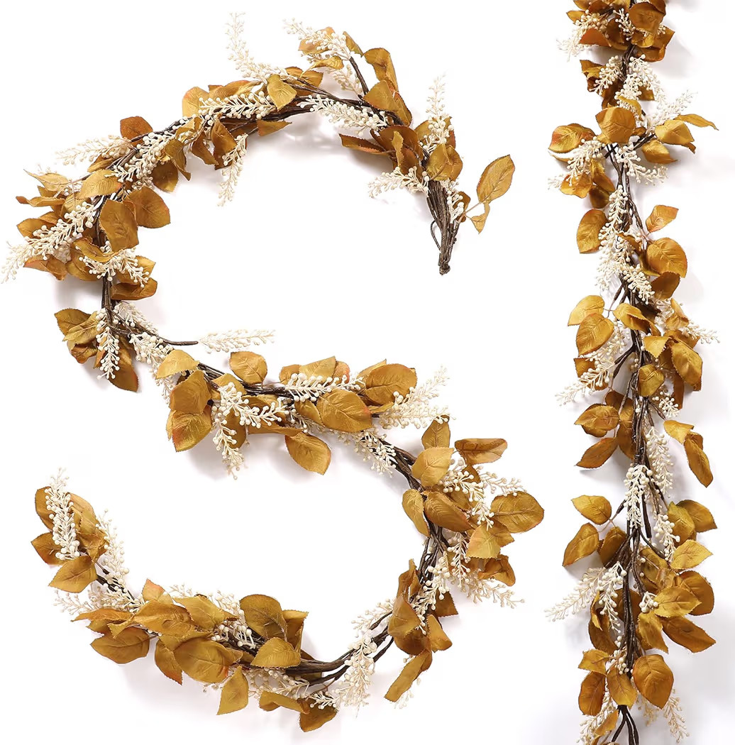 Fall Garland Decor 6 ft Artificial Fall Berry Stems Floral Sticks Brown Leaf Garland Decorations ... | Amazon (US)