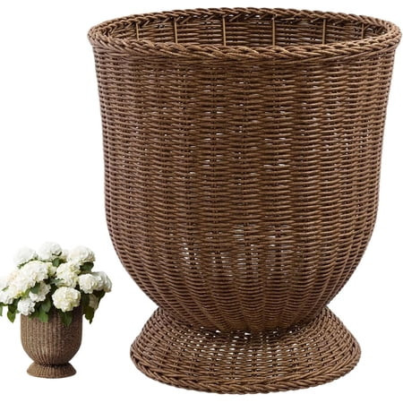 HoliHive 11.81 Inch Handwoven Boho Wicker Basket,Woven Decorative Storage Basket and Planter for Porch Patio Backyard Home Garden | Walmart (US)