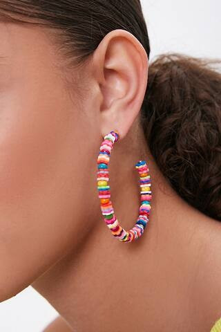 Multicolored Beaded Hoop Earrings | Forever 21 (US)