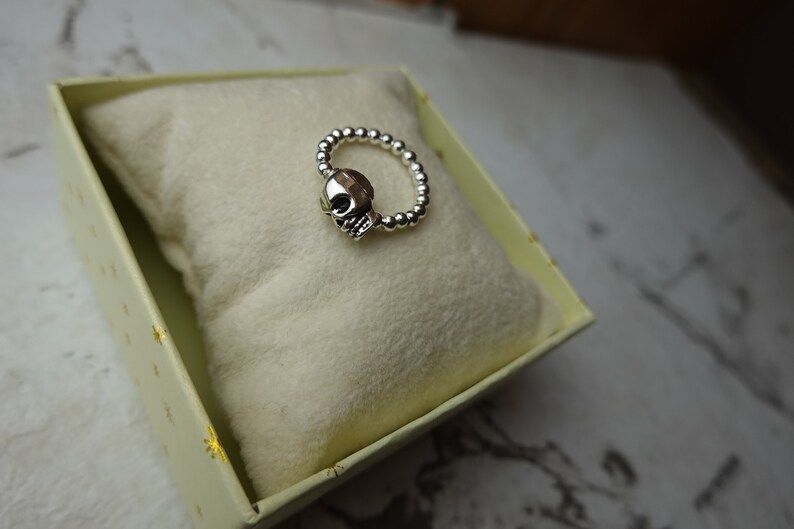 Silver Skull Ring  Beaded Ring  Custom Ring  Stretchy Ring | Etsy | Etsy (US)