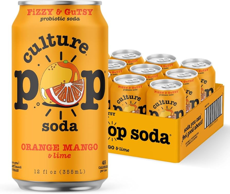 Culture Pop Soda Sparkling Probiotic Drink, 45 Calories Per Can, Vegan Soda for Gut Health, Non-G... | Amazon (US)