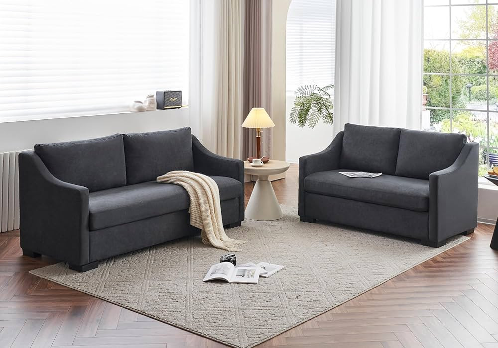 AMERLIFE Modern Sofa Set, Comfy 2-Piece Extra Deep Seat Couch with Slope Armrests for Living Room... | Amazon (US)