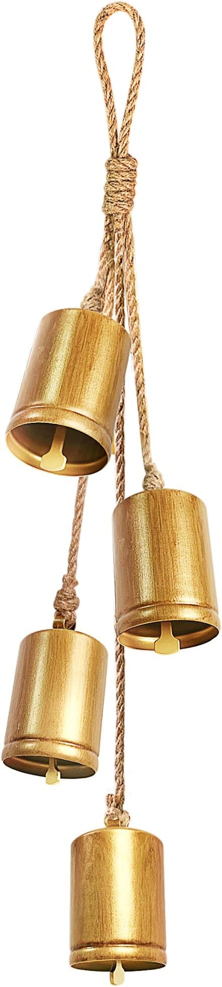 KPCB Christmas Bells for Decoration, Brass Vintage Rustic Bells Set of 4, Hanging Gold Ornaments ... | Amazon (US)