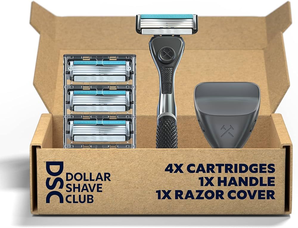 Dollar Shave Club - Shaving Kit with Diamond Grip Razor Handle, 4-Blade Blade Refills, & Blade Co... | Amazon (US)