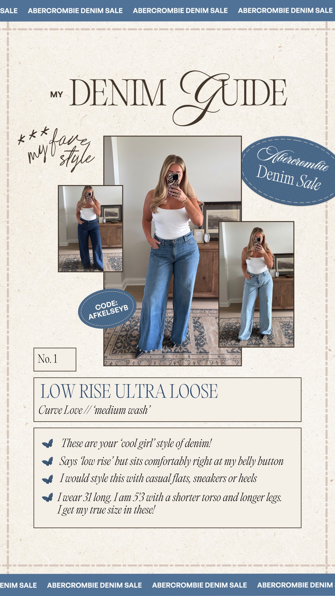 My fave pair of Abercrombie denim👏🏼 Code AFKELSEYB 