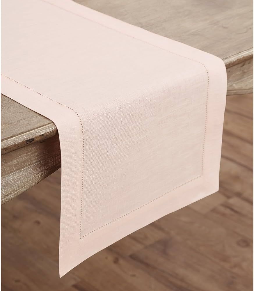 Solino Home Pink Linen Table Runner 120 inches Long – 100% Pure Linen 14 x 120 Inch Classic Hem... | Amazon (US)