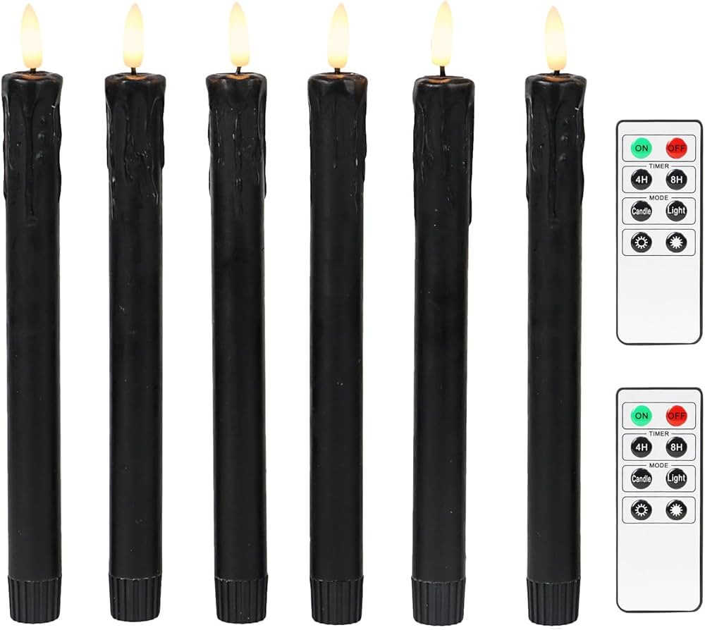 Fanna Black 10" Flameless Taper Candles for Halloween with 2 Remotes, Battery Operated Candles wi... | Amazon (US)