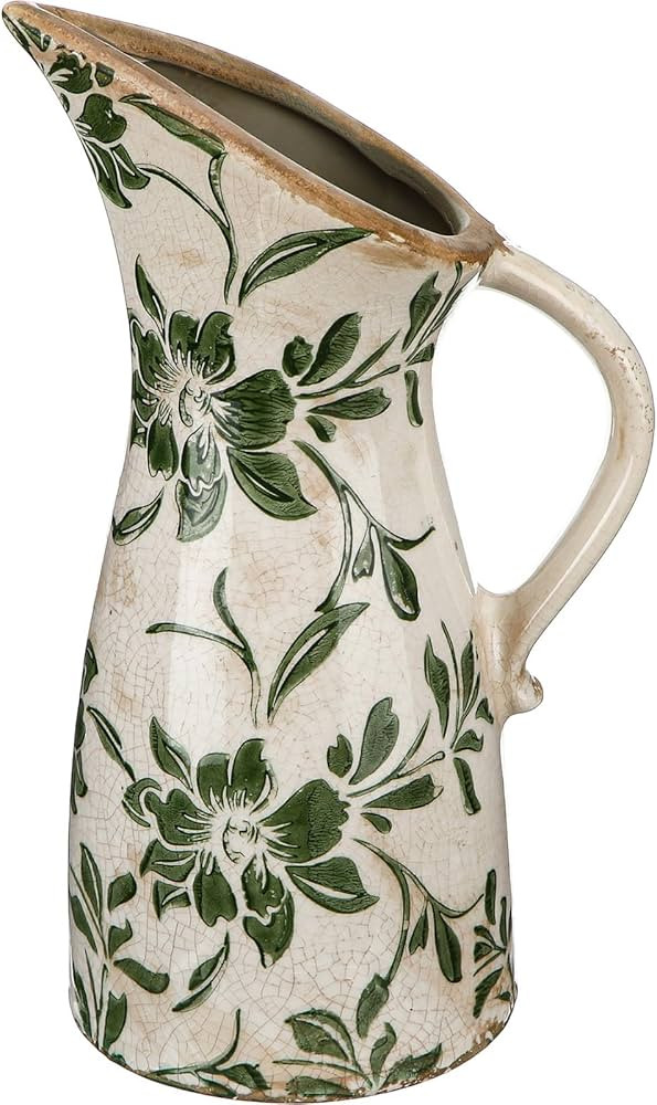 Sawysine 10.2 Inch Vintage Ceramic Vase with Handle Retro Ice Cracked Glaze Porcelain Vase Rustic... | Amazon (US)