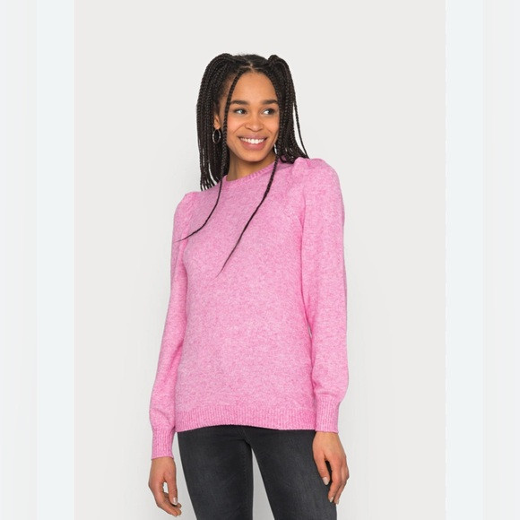 B. Young Collection Pink puff Sleeve Pullover Crew Neck Sweater Medium valentine | Poshmark