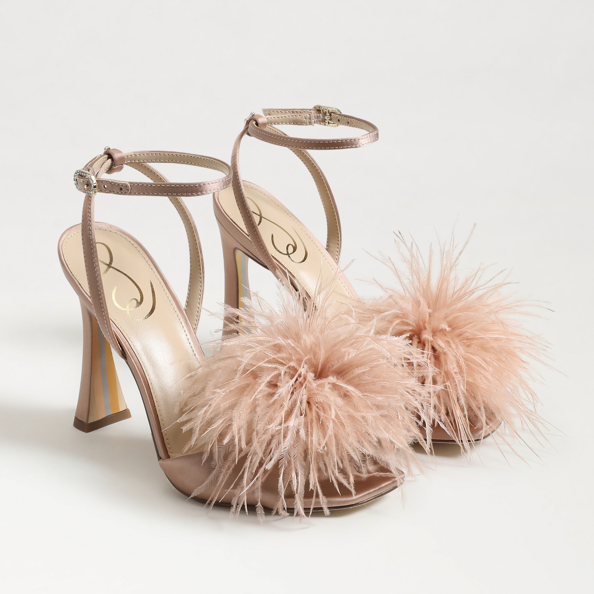 Sam Edelman Leon Feather Heel Praline Satin 7.0 | Sam Edelman