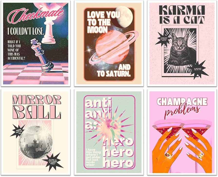 Print'N'Art Trendy Album Cover Singer Posters for Room Aesthetic - UNFRAMED 8x10 Set of 6 Wall Ar... | Amazon (US)