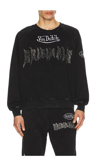 Von Dutch Crew Neck Raglan Sweatshirt in Black. - size L | Revolve Clothing (Global)