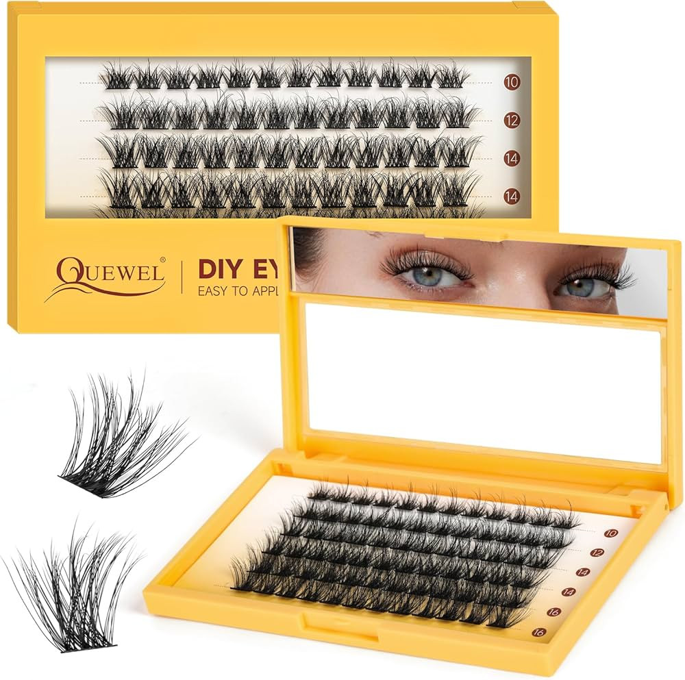 QUEWEL Lash Clusters 72Pcs Eyelash Clusters Mix 10-16mm 3D DIY Lash Extensions Soft and Fluffy Cl... | Amazon (US)