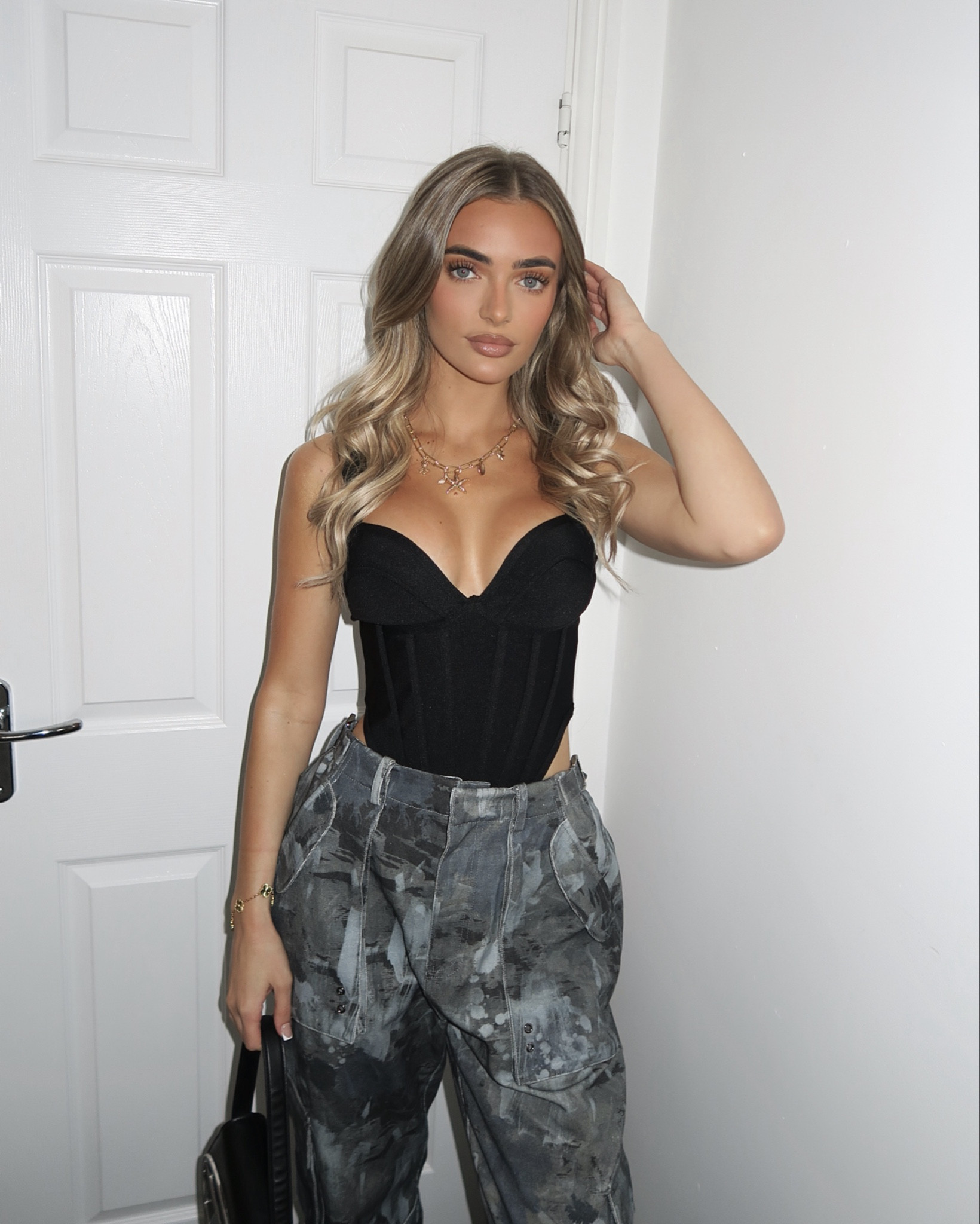 Bank holiday day drinks 🥂 tags: pretty little thing black corset top, Mars the label blue Camo cargo trousers, black chunky boots, diesel black shoulder bag, meraki gold charm necklace. Night out, day drinks, bottomless brunch, clubbing, date night outfit inspiration, city break, rave. 

#LTKfestival #LTKpartywear #LTKstyletip