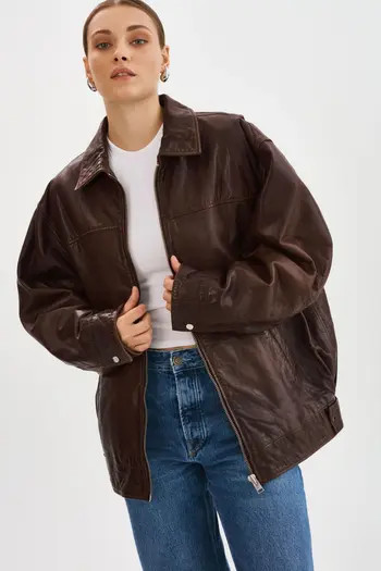 THEIA | Leather Bomber Jacket | Nordstrom