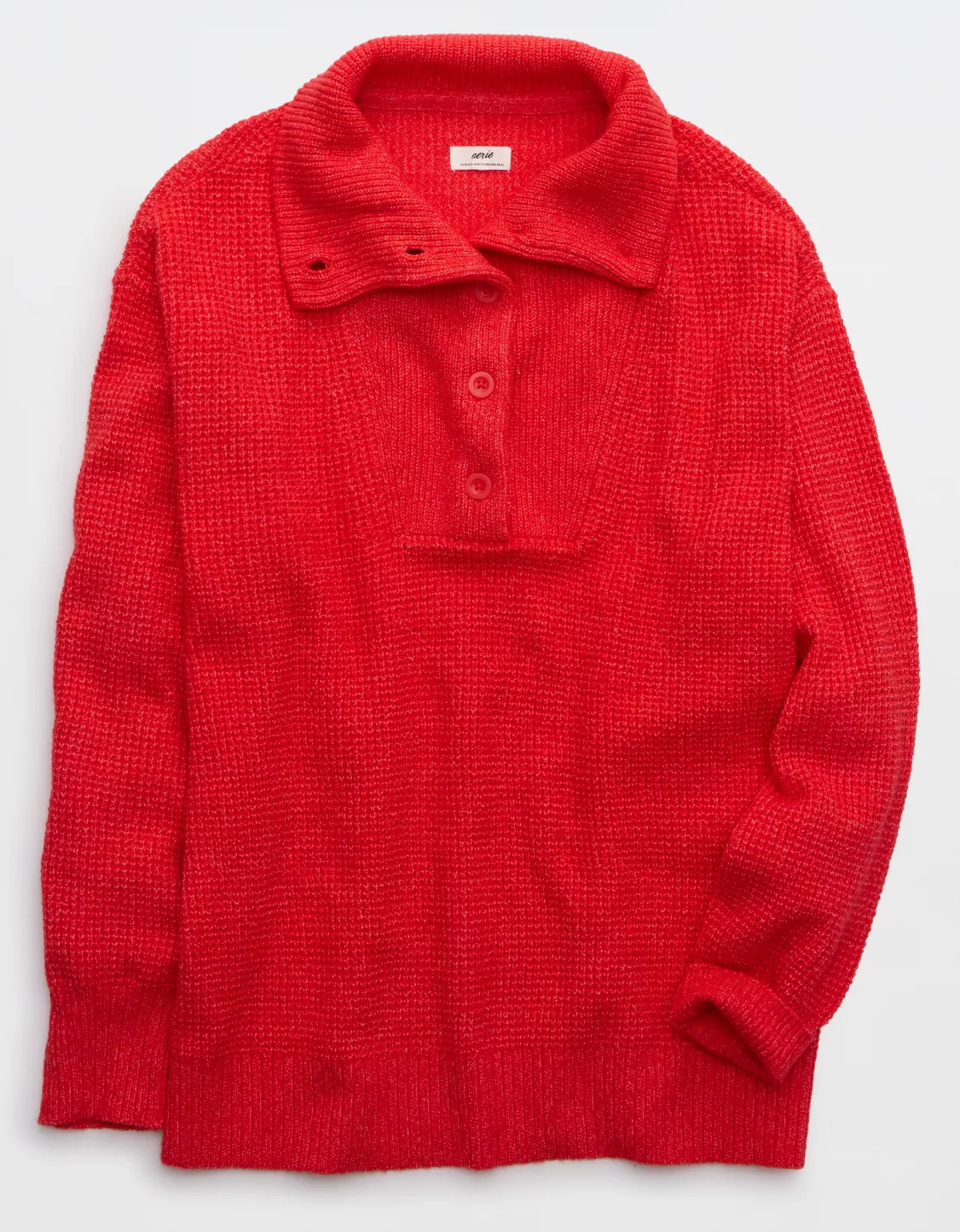 Aerie CozyUp Waffle Button Sweater | Aerie
