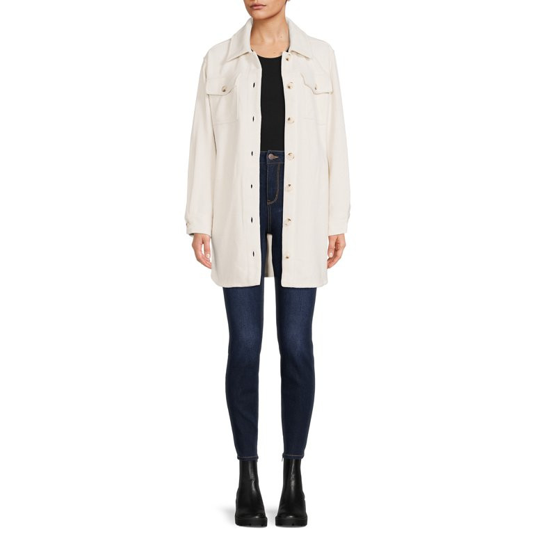 Time and Tru Women’s Belted Shacket Coat - Walmart.com | Walmart (US)