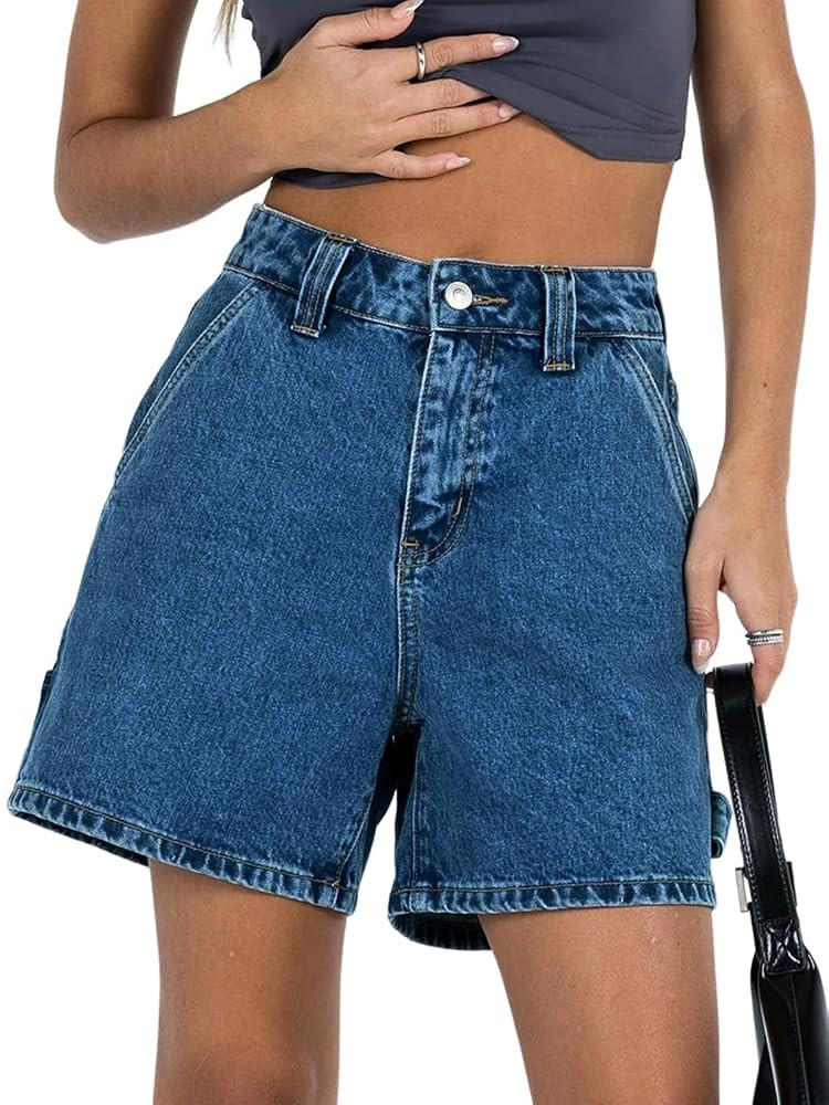 Kedera Womens High Waisted Boxy Denim Shorts Summer 2025 Casual Button Down Baggy Jean Shorts wit... | Amazon (US)