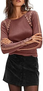 Yanekop Womens Ribbed Long Sleeve Tops Knit Slim Fit Shirts Casual Crewneck Basic Tees Striped La... | Amazon (US)