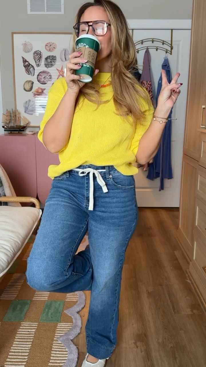Bright, happy, throw-it-on-and-go 💛

This sunshine knit is the easiest way to wake up your denim. Lightweight, flattering, and the perfect in-between season layer. Paired it with my go-to high rise flare jeans (so good if you’re petite + want a little length) and neutral flats for everyday.

Easy. Polished. Comfortable.

#ltkstyle #ltkdenim #petitefriendly #flarejeans #springstyle #casualoutfit #everydaystyle #colorpop #neutralshoes #momstyle
