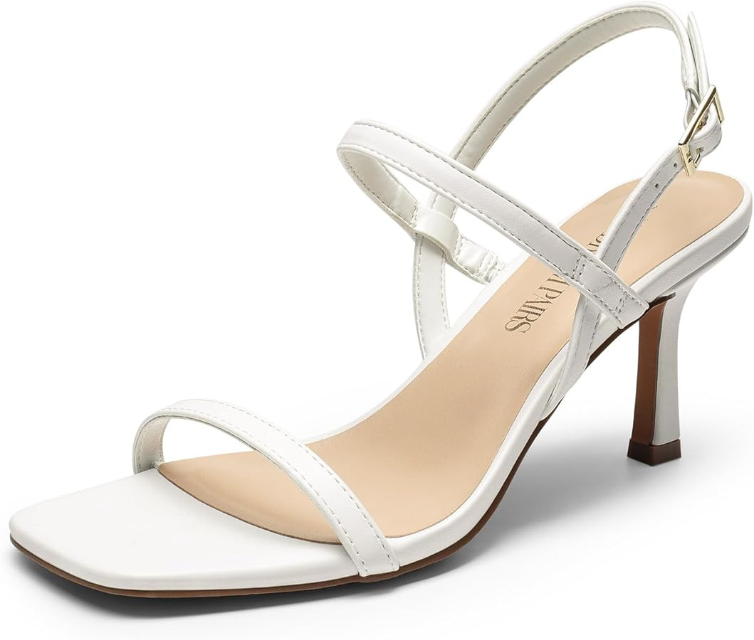 DREAM PAIRS Womens Slingback Heels Square Open Toe Strappy Sandals Ankle Strap High Heeled Dressy... | Amazon (US)