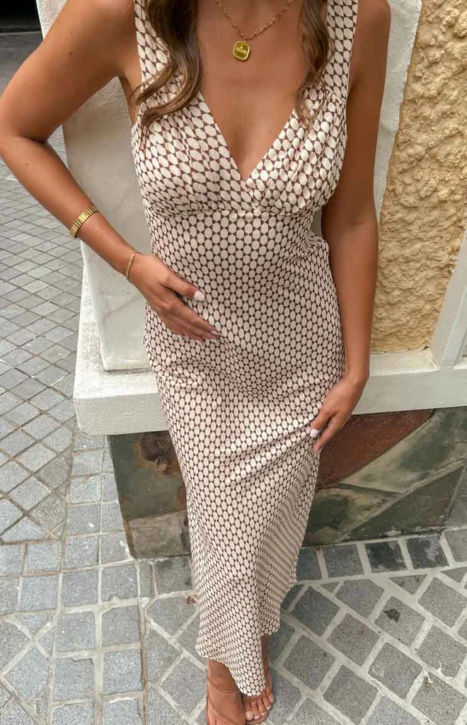 Verlaine Beige Maxi Dress | Beginning Boutique (US)