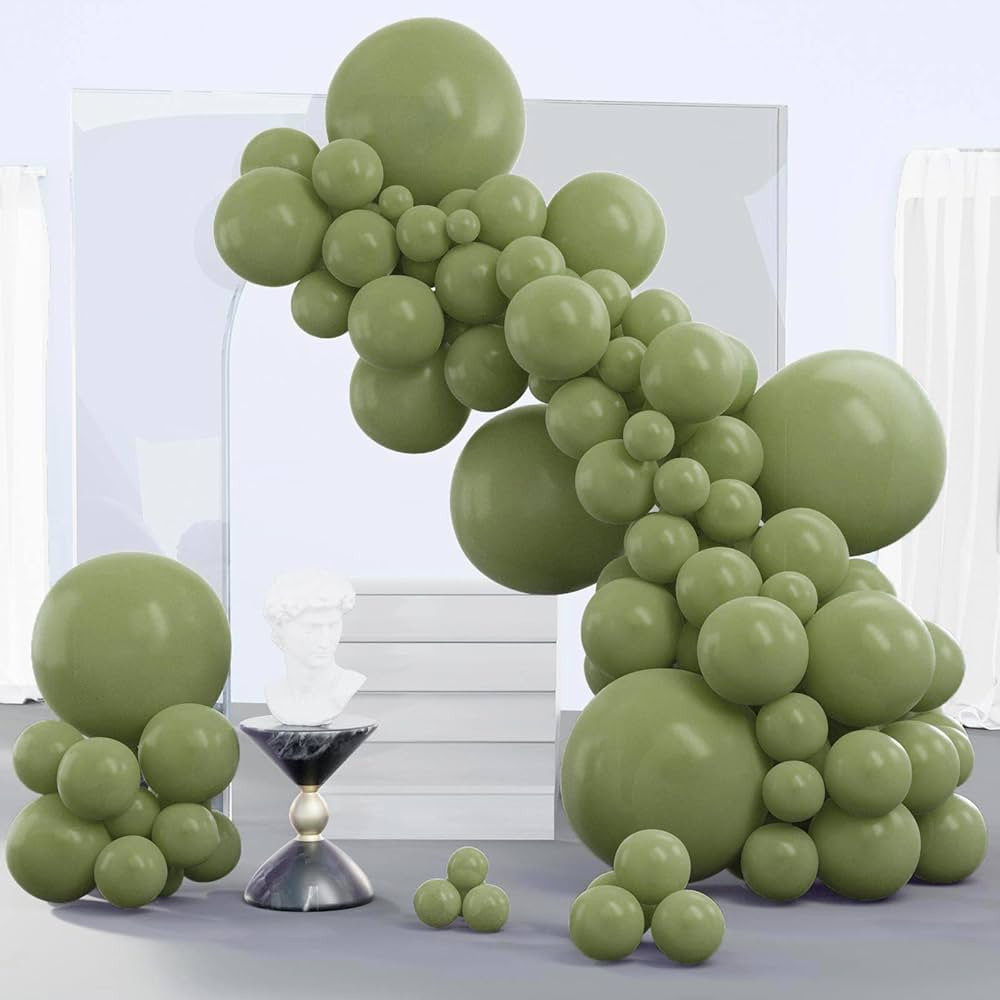 PartyWoo Sage Green Balloons, 140 pcs Boho Green Balloons Different Sizes Pack of 18 Inch 12 Inch... | Amazon (US)