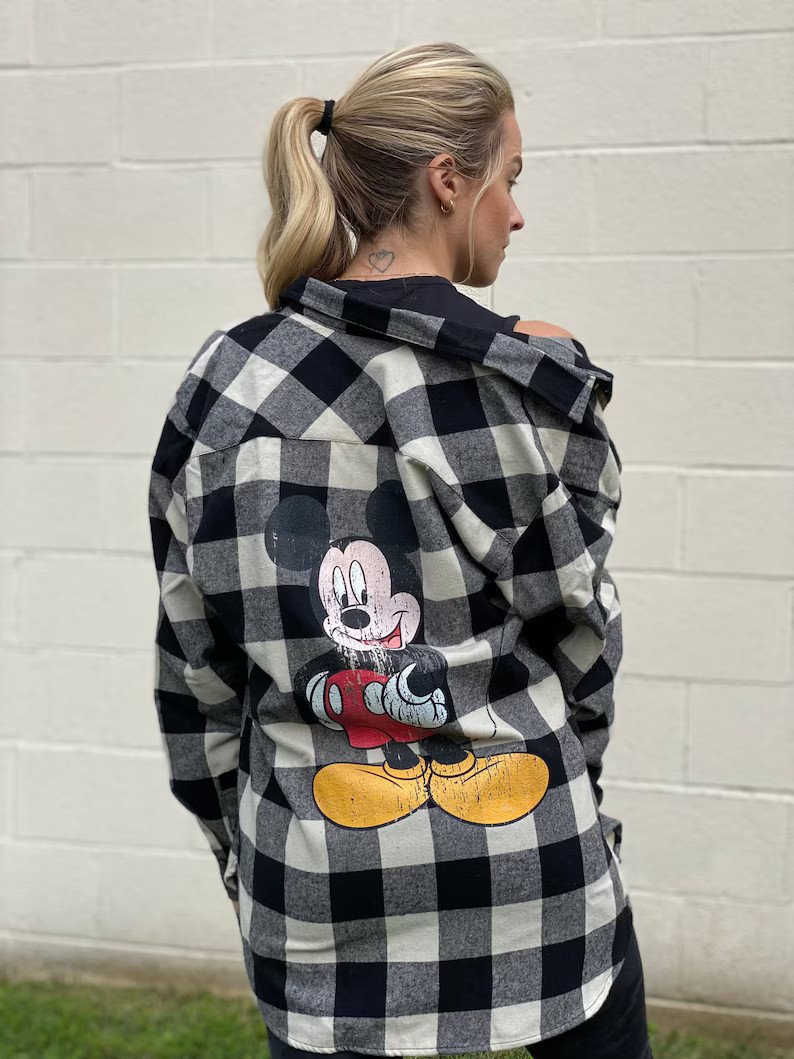 Mickey Mouse Plaid Flannel, Disney Flannel, Mickey Long Sleeve Shirt | Etsy (US)