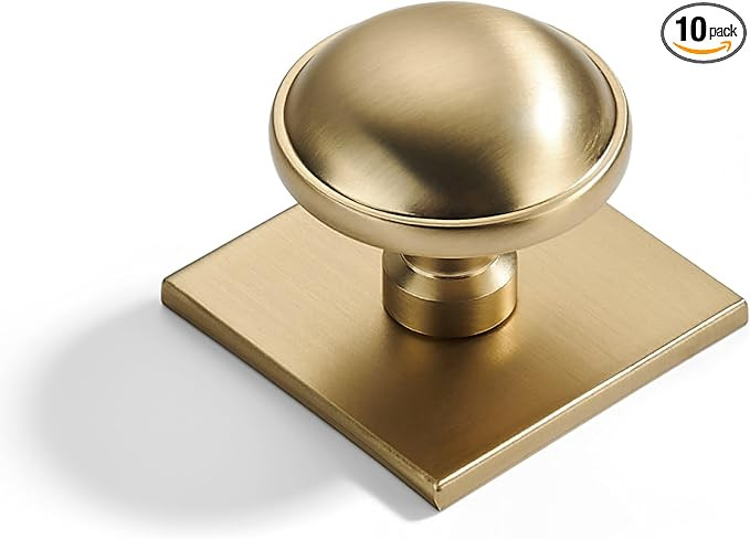 10-Pack Heavy Duty Solid 1-1/2 Inch Cabinet knob with Backplate Champagne Bronze Drawer Knobs wit... | Amazon (US)