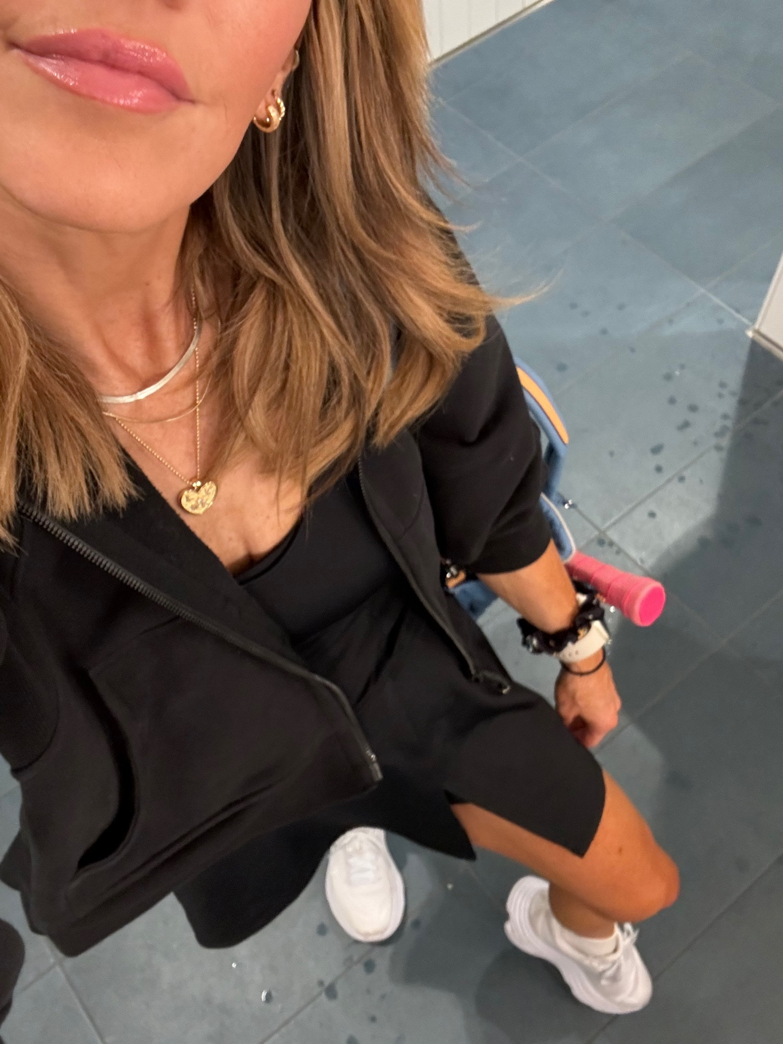 Pickleball ootd! Wearing a Target activewear dress, Lululemon oversized scuba, Electric Picks necklace, Hoka’s, and my bag is from MZ Wallace! 🤍

#LTKFitness #LTKStyleTip #LTKActive