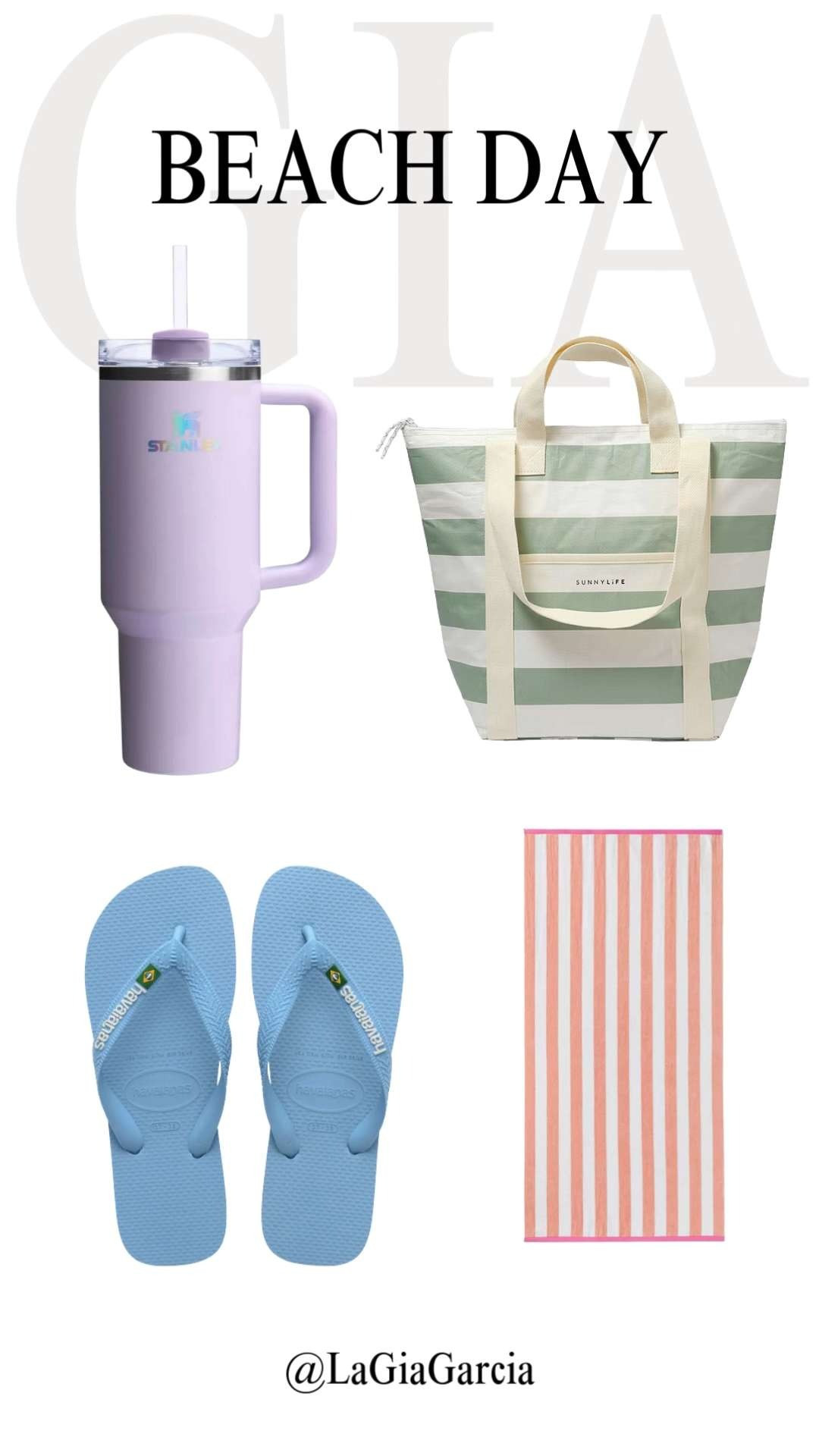 Beach day = loaded 💙☀️ From the cutest blue thongs to a chic cooler tote, an XL towel, Stanley tumbler, and a giant donut float—this is everything you need for the ultimate sun-soaked day. Just add SPF and good vibes. Tap to shop my must-haves for the perfect beach setup! #LTKSummer #BeachDayEssentials #CoastalCool #LTKFinds #SunReady 

 #LTKSeasonal #LTKSwim #LTKTravel