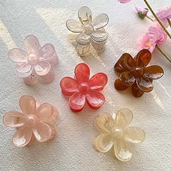 Flower Hair Clips 6Pcs Flower Claw Clips Big Hair Clips for Women Claw Clips for Thick Hair Stron... | Amazon (US)
