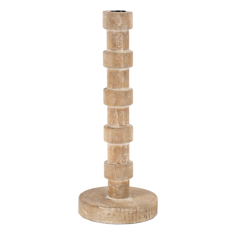 Stacked Wood Taper Candle Holder, Small | At Home