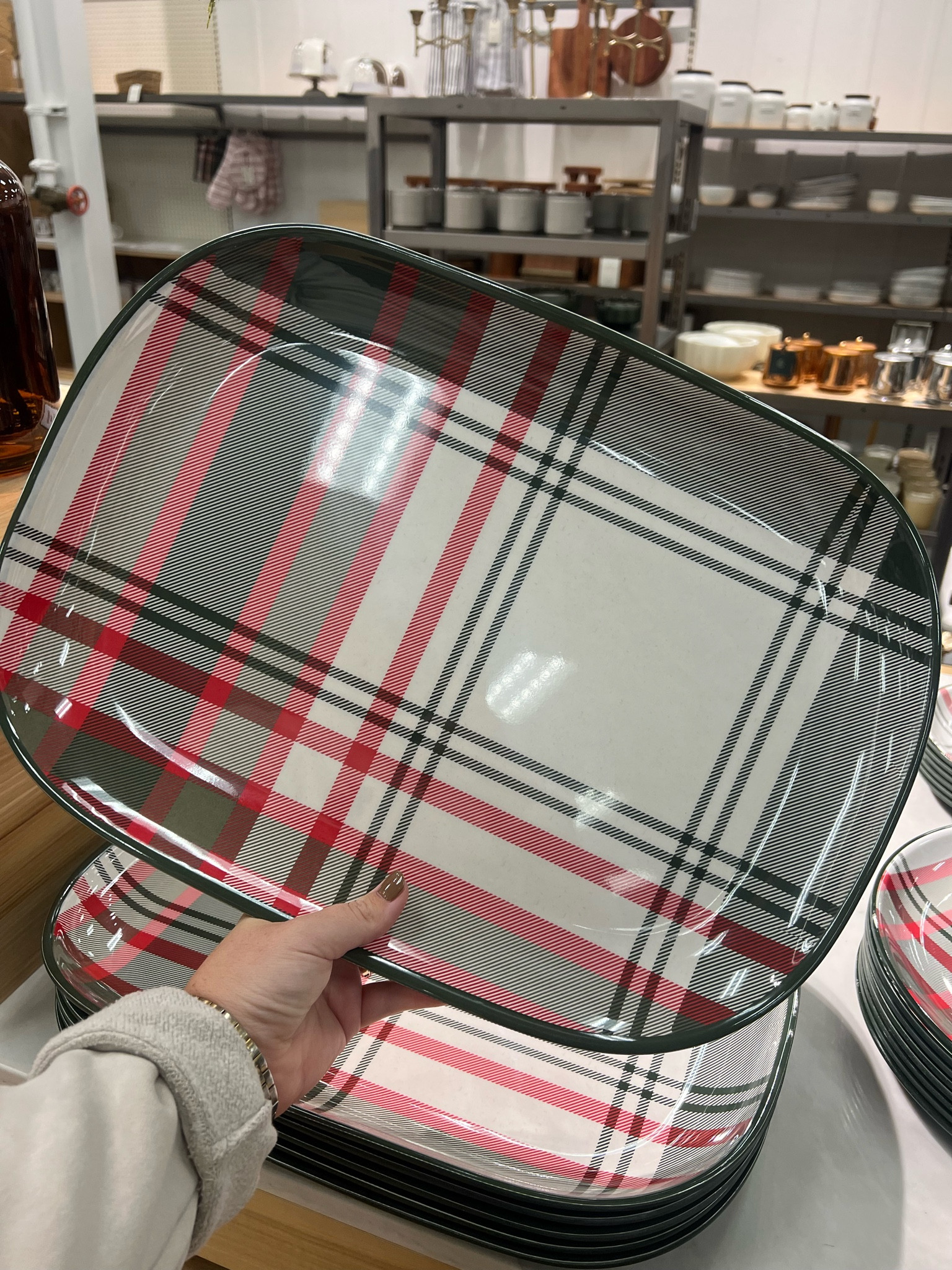 Omg this Christmas plaid melamine platter from hearth and hand collection at target is $9.99 and is large and beautiful!! 

#LTKHoliday #LTKHome #LTKSeasonal