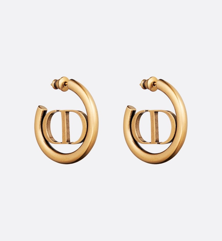 30 Montaigne Hoop Earrings Antique Gold-Finish MetalReference: E1285MTGMT_D907 | Dior Couture