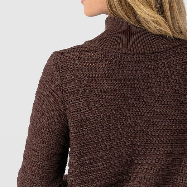 Ester Quarter Zip Knit - Chocolate | Saint + Sofia