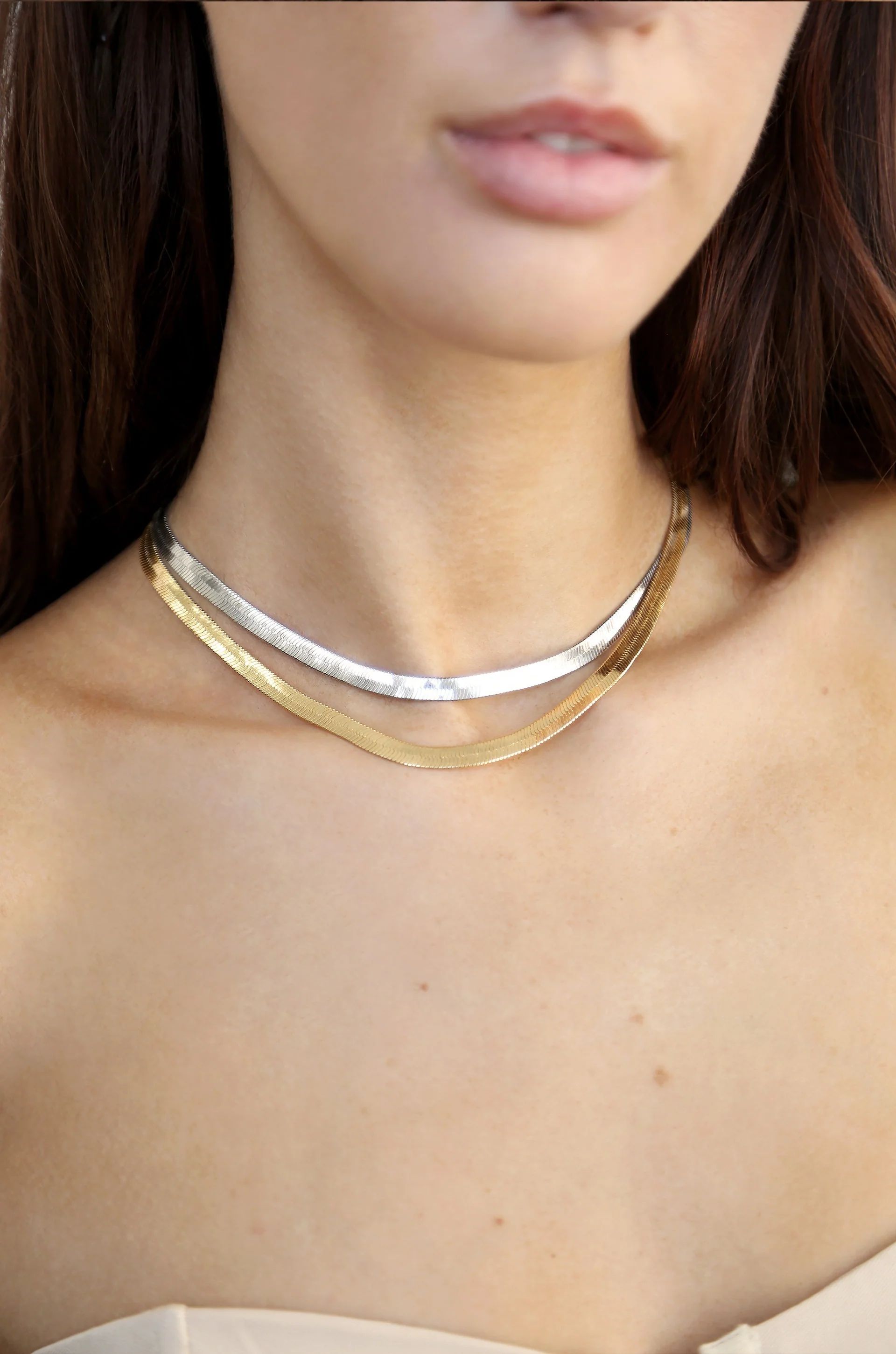 Brooklyn Flat Herringbone Chain Necklace | Ettika