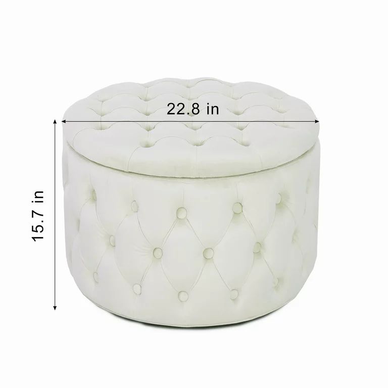 22.8 '' Dia Velvet Round Storage Ottoman Button Tufted Footrest Stool Bench Coffee Table for Livi... | Walmart (US)