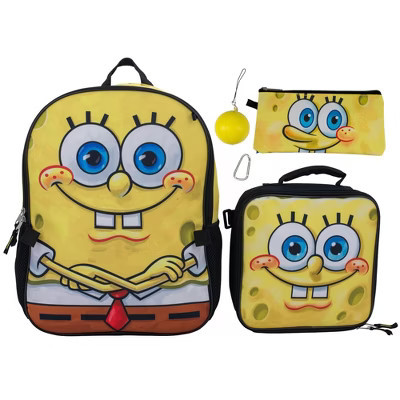 Sponge Bob 5 PC Backpack Set, Girls & Boys Big Face School Bag 16” with Front Zip Pocket | Target