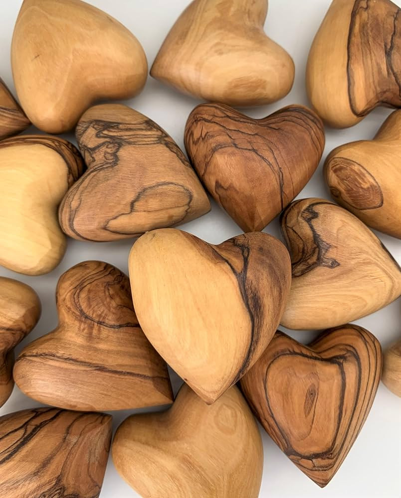 Olive Wood Hearts from the Holy Land, One Decorative Hearts Decor Handmade, Wooden Hearts for Wed... | Amazon (US)