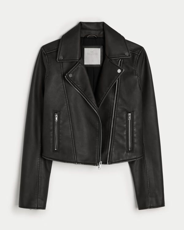 Women's Vegan Leather Biker Jacket | Women's Jackets & Coats | HollisterCo.com | Hollister (US)