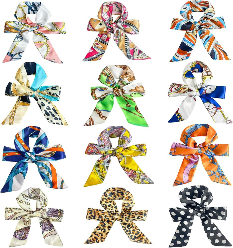 Pibupibu 8 Packs Fashion Narrow Handbag Handle Wrap Ribbon Neckerchief Scarf for Women | Amazon (US)